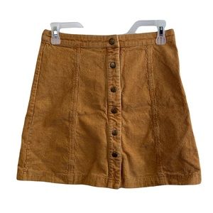 Soprano Womens Orange Corduroy Snap Mini Skirt Size Small